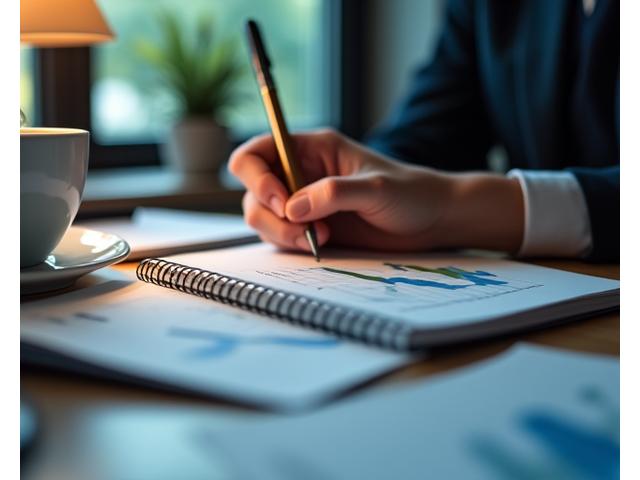 A person sketching a financial graph with a pen and looking thoughtfully, representing the origin of an idea.